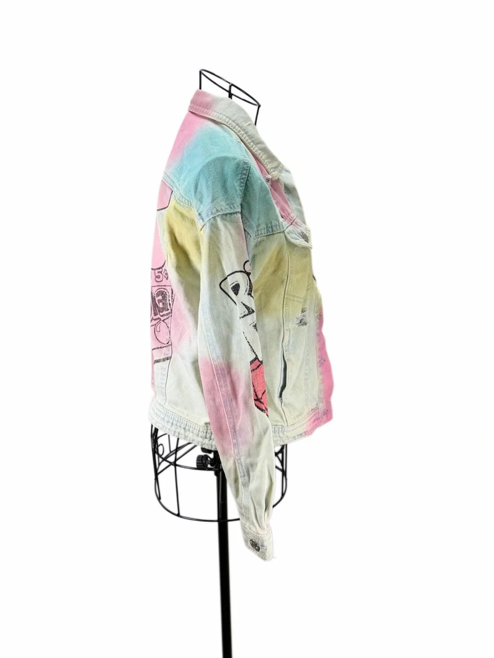 Justice White Denim Jacket with Bazooka Ring Pop Label